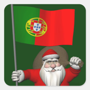 Sticker Carré Père Noël avec l'enseigne du Portugal