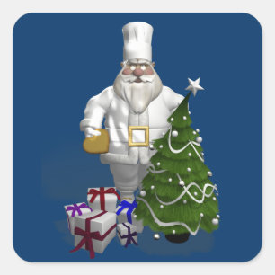 Sticker Carré Père Noël Chef Sucré