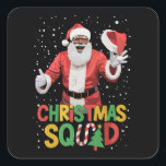 Sticker Carré Père Noël Christmas Squad Black African American<br><div class="desc">Père Noël Christmas Squad Black African American</div>