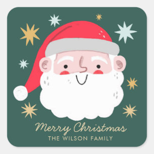 Sticker Carré Père Noël Cute Joyeux Noël