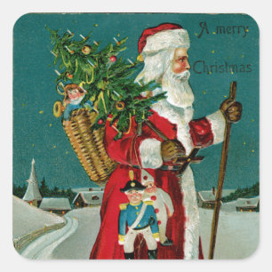 Sticker Carré Père Noël de marche