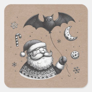 Sticker Carré Père Noël des griffes