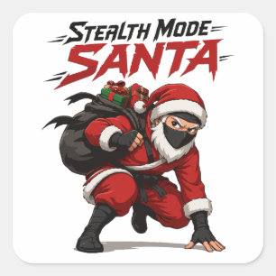 Sticker Carré Père Noël en mode furtif Ninja Graphisme de Noël