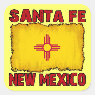 Sticker Carré Père Noël Fe, Nouveau-Mexique