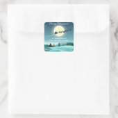 Sticker Carré Père Noël Flying Reindeer Sleigh (Sac)