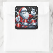 Sticker Carré Père Noël Garde Noël En Vie Avec Des Tambours (Sac)