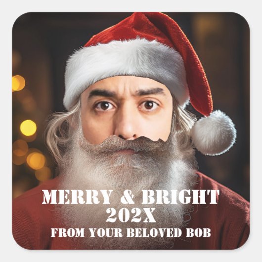 Sticker Carré Père Noël instantanée ! Ajoute juste ton visage. (Devant)