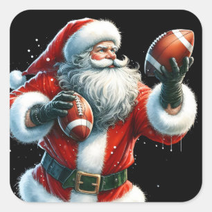 Sticker Carré Père Noël jonglant avec des ballons de football po