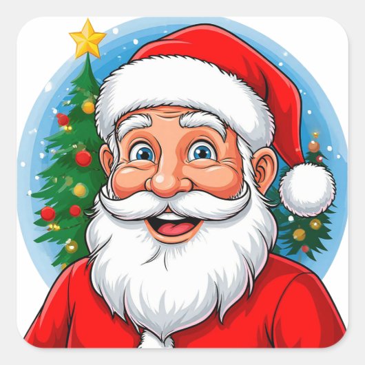 Sticker Carré Père Noël joyeux (Devant)