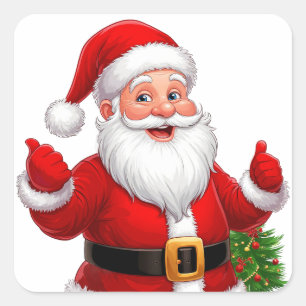 Sticker Carré Père Noël joyeux