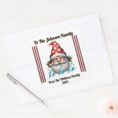 Sticker Carré Père Noël joyeux dans les couleurs de Noël festive (Enveloppe)