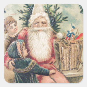 Sticker Carré Père Noël Joyeux Noël