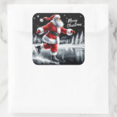 Sticker Carré Père Noël Joyful Ice Skating for Holidays (Sac)