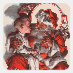 Sticker Carré Père Noël Lap