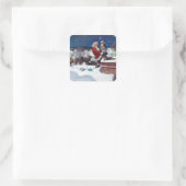 Sticker Carré Père Noël Livres à Noël, (Sac)