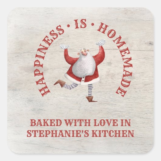 Sticker Carré Père Noël Maison Cuite Avec Amour Noël (Devant)