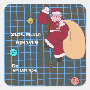 Sticker Carré Père Noël Mignon Moderne de Noël