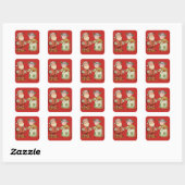 Sticker Carré Père Noël Mme Claus Lait Cookies (Feuille)