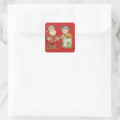 Sticker Carré Père Noël Mme Claus Lait Cookies (Sac)