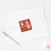 Sticker Carré Père Noël Mme Claus Lait Cookies (Enveloppe)