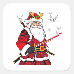 Sticker Carré Père Noël Noël Père Noël Art Japonais Samouraï