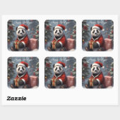 Sticker Carré Père Noël Panda Bear (Feuille)