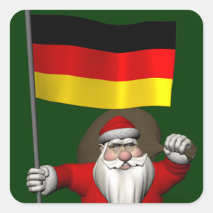 Sticker Carré Père Noël Patriotique Avec L'Ensigne D'Allemagne