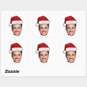 Sticker Carré Père Noël personnalisé avec photo de visage Chapea