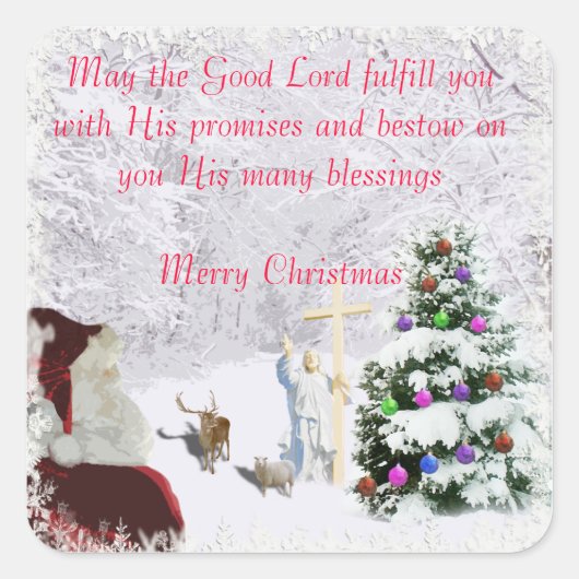 Sticker Carré Père Noël rencontre Jésus (Devant)