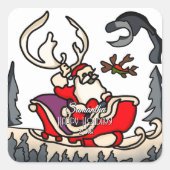 Sticker Carré Père Noël rustique en suspension avec lanterne (Devant)