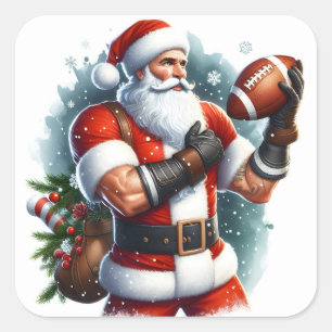 Sticker Carré Père Noël se prépare pour le football d'hiver