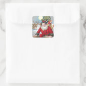 Sticker Carré Père Noël sur un Toit (Sac)
