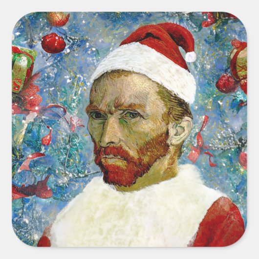 Sticker Carré Père Noël, Van Gogh (Devant)