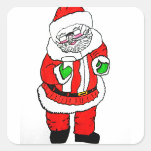 STICKER CARRÉ PÈRE NOËL VÉRIFIER SA LISTE