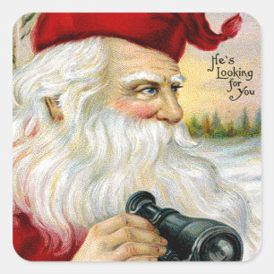 Sticker Carré Père Noël vous regarder