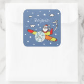 Sticker Carré Père personnalisé Noël Père Noël Père Noël Avion (Sac)
