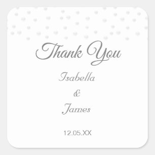 Sticker Carré Perles chic sur un mariage Merci blanc