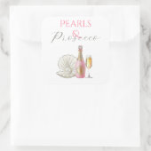 Sticker Carré Perles et Fête des mariées rose Prosecco (Sac)