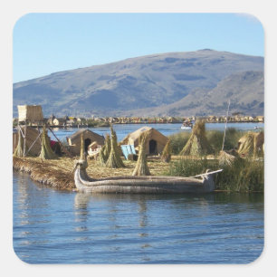Sticker Carré Pérou : île sur le lac Titicaca