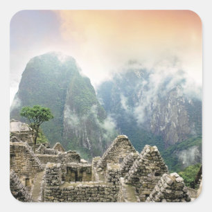 Sticker Carré Pérou, Machu Picchu, l'ancienne ville perdue de