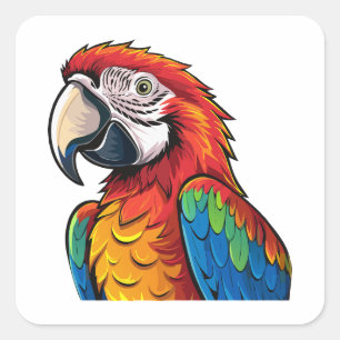 Sticker Carré Perroquet ara