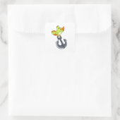 Sticker Carré Perroquet avec Ancre (Sac)