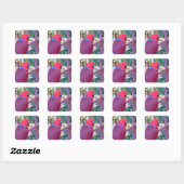 Sticker Carré Perroquet d'eclectus coloré (Feuille)