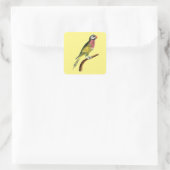 Sticker Carré perroquet oiseau animal coloré (Sac)