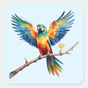 Sticker Carré Perroquet tropical