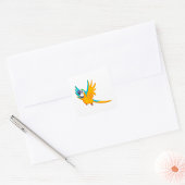 Sticker Carré Perroquet volant