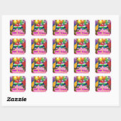 STICKER CARRÉ PERROQUETS D'ANNIVERSAIRE (Feuille)