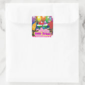 STICKER CARRÉ PERROQUETS D'ANNIVERSAIRE (Sac)