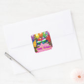STICKER CARRÉ PERROQUETS D'ANNIVERSAIRE (Enveloppe)