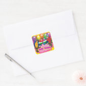 STICKER CARRÉ PERROQUETS D'ANNIVERSAIRE (Enveloppe)